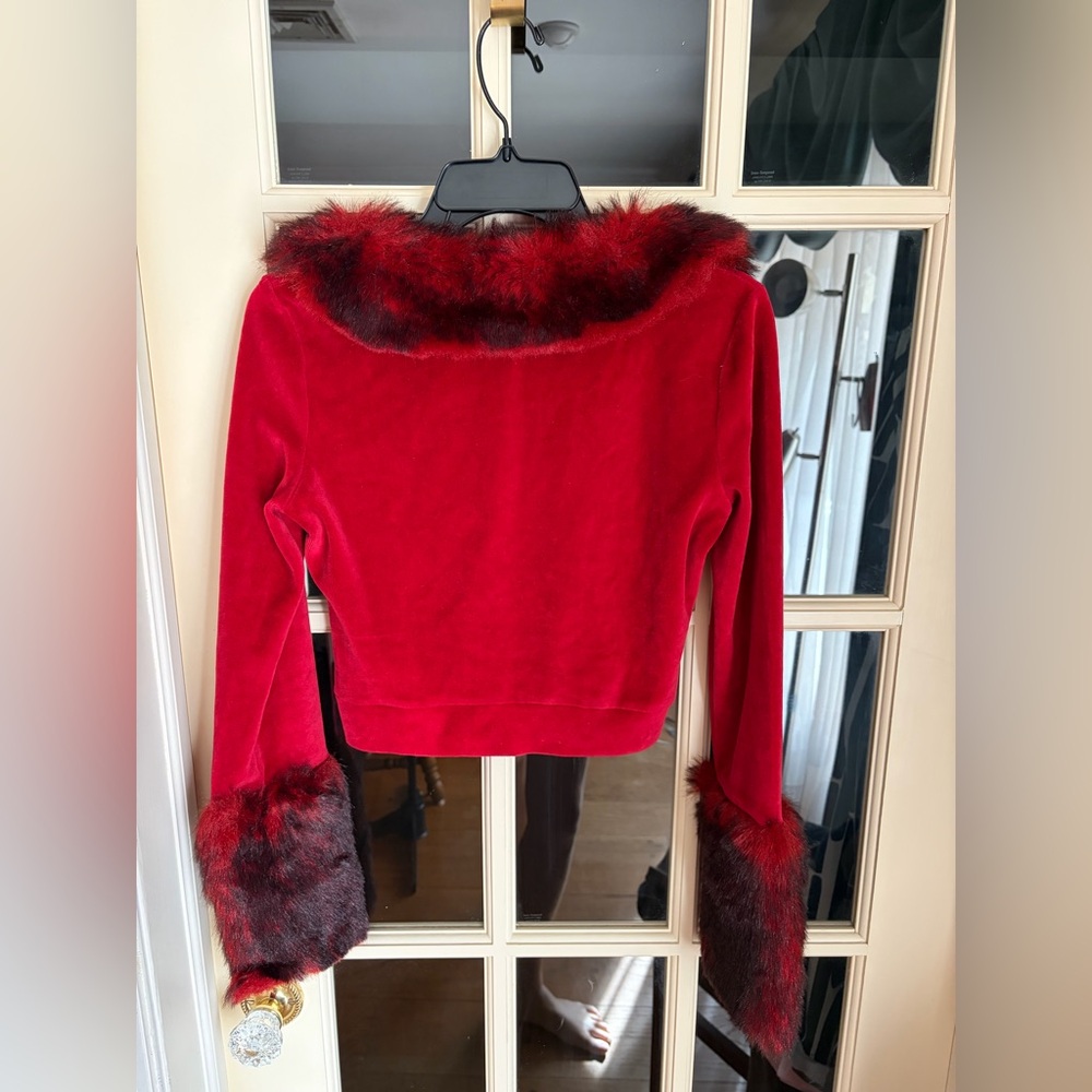 Vintage super rare 90s/00s y2k Baby Phat red velour fur trim top - Picture 2 of 6
